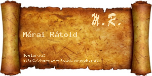 Mérai Rátold névjegykártya